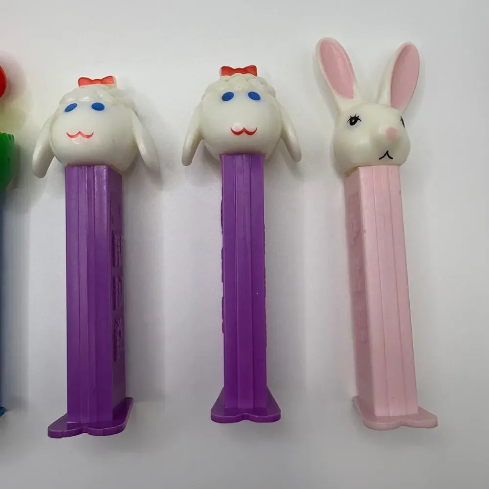 Vtg Easter PEZ Candy Dispenser Lot (8) Bunny,Lamb,Chicks 80s 90s Retro w/ Feet